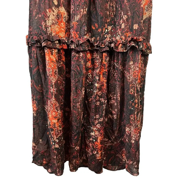 Intermix Silk Red Paisley Maxi Dress Size Small - Picture 8 of 14